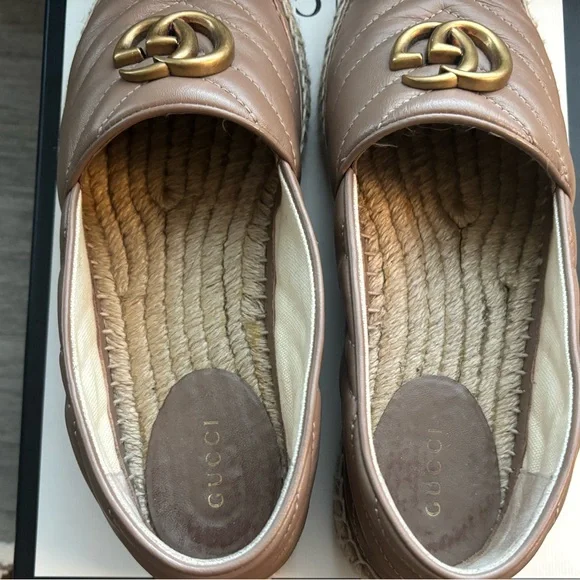 Gucci Leather Espadrille with Double G-Authentic - Beige/Mauve